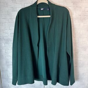 Land’s End women’s knit cardigan textured packets aqua coastal grandma plus size